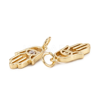 Brass Clear Cubic Zirconia Charms ZIRC-C024-11G-1