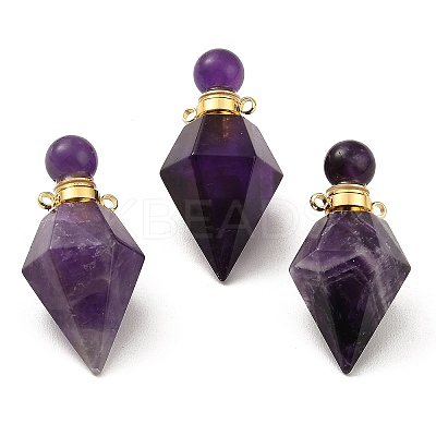 Natural Mixed Stone Openable Perfume Bottle Pendants G-F754-03G-1