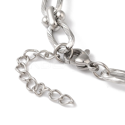 Non-Tarnish 304 Stainless Steel Twisted Oval Link Chain Bracelets for Women BJEW-B092-08P-02-1