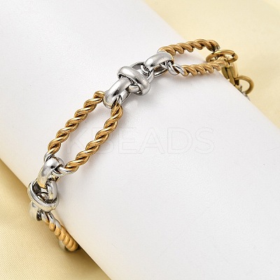 304 Stainless Steel Oval Link Chain Bracelets for Women LS-BJEW-D377-01D-1