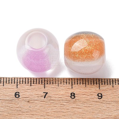 Opaque Resin with Glitter Powder European Beads RESI-G119-04-1