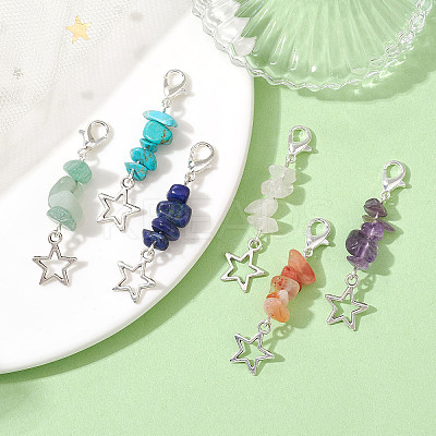 Natural & Synthetic Gemstone Chip Pendant Decoration HJEW-TA00084-1