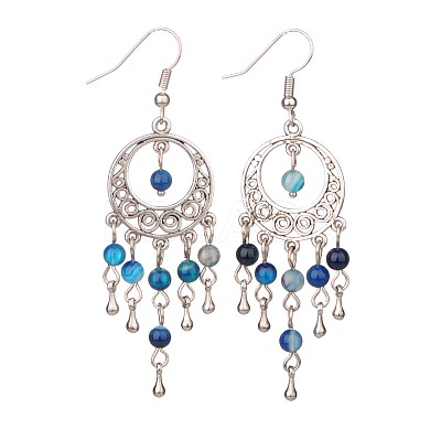 Trendy Dangling Gemstone Earrings EJEW-JE01234-1