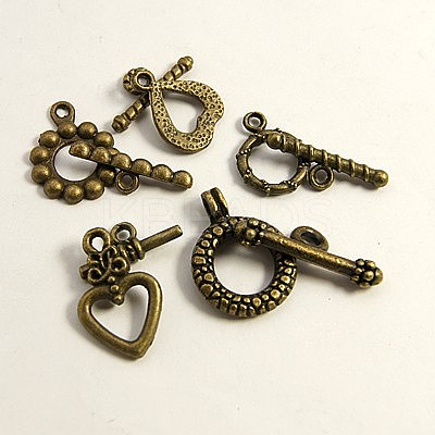 Tibetan Style Toggle Clasps TIBE-A001-AB-NF-1