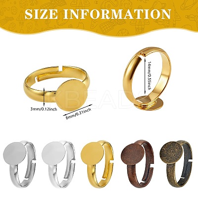 60Pcs 5 Colors Adjustable Brass Ring Components FIND-SZ0002-23-NR-1