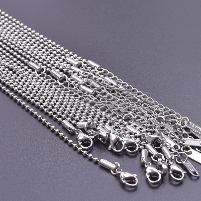 Non-Tarnish 2MM Unisex 304 Stainless Steel Ball Chains Necklaces YT0712-1-1