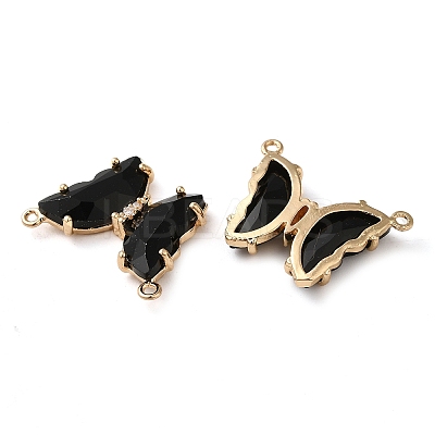 Brass Pave Faceted Glass Connector Charms FIND-Z020-03A-1