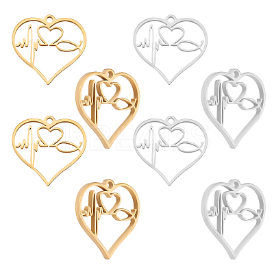 8Pcs 2 Colors 304 Stainless Steel Pendants STAS-UN0030-36-1