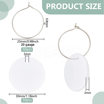 50Pcs Acrylic Round Sheet Pendants DIY-BC0014-03A-1