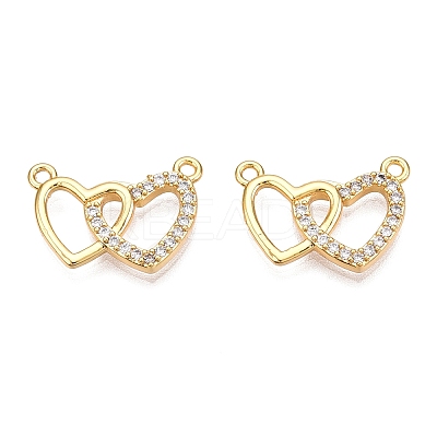 Brass Micro Pave Clear Cubic Zirconia Pendants KK-T073-22G-1