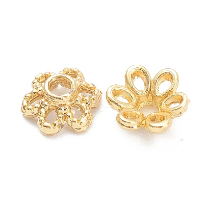 Rack Plating Alloy Flower Bead Caps X-KK-J277-13G-1
