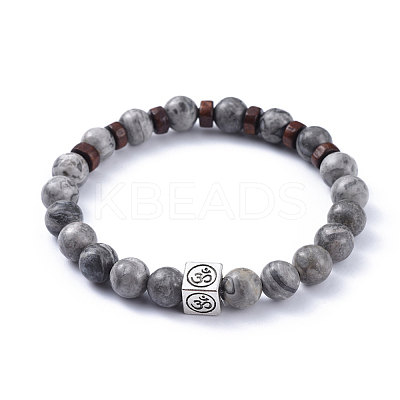 Natural Picasso Jasper Stretch Bracelets BJEW-JB04492-05-1