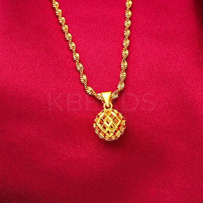 Hollow Round Ball Brass Pendant Necklaces for Women FS-WG3DF9E-01-1