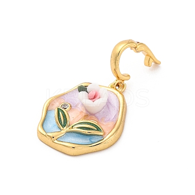 Brass Enamel Pendants KK-S502-04G-B-1