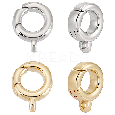 10Pcs 2 Colors Brass Spring Gate Rings KK-BBC0018-84-1