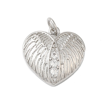 Rack Plating Brass & Clear Cubic Zirconia Pendants KK-S372-29P-1