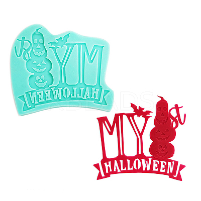 DIY Pumpkin with Word My 1st Halloween Food Grade Silicone Molds DIY-G057-A08-1