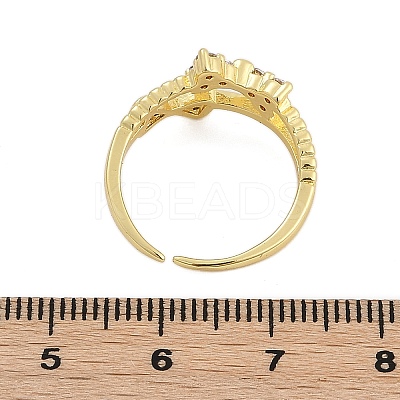 Rack Plating Bowknot Brass Micro Pave Clear Cubic Zirconia Cuff Rings for Women RJEW-M028-62G-1