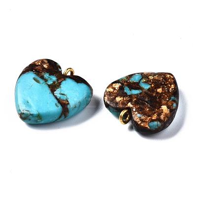 Assembled Bronzite and Synthetic Turquoise Pendants X-G-T111-04C-1