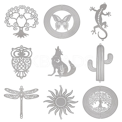 9Pcs 9 Styles 201 Stainless Steel Links Connector Charms STAS-TA0005-41-1