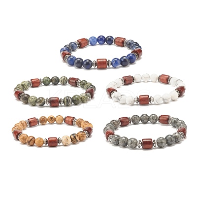 Natural Mixed Gemstone Beaded Stretch Bracelet for Women or Men BJEW-JB07732-1
