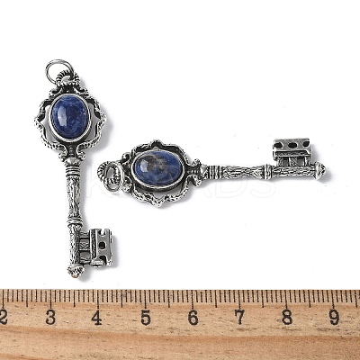 Key Brass Natural Sodalite Big Pendants KK-D361-01AS-25-1