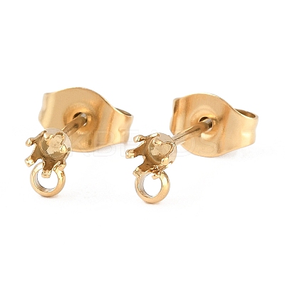 304 Stainless Steel Flat Round Stud Earring Findings STAS-D389-04A-G-1