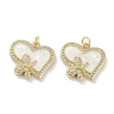 Brass Micro Pave Clear Cubic Zirconia Pendants KK-L213-018G-02-1