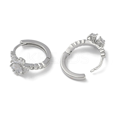 Flower Glass Hoop Earrings EJEW-L292-019P-1