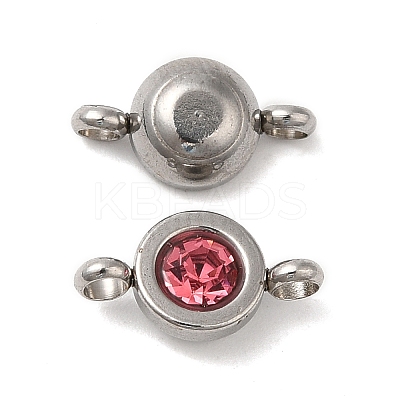 304 Stainless Steel Single Rhinestone Connector Charms STAS-E194-13P-M-1