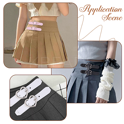 16Pcs 8 Styles Star/Heart-shaped PU Leather Buckles AJEW-CL0001-70-1