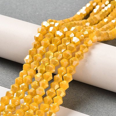Opaque Solid Color Electroplate Glass Beads Strands X1-GLAA-F029-P4mm-A04-1
