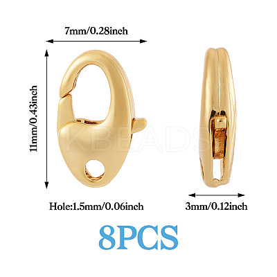 8Pcs Brass Lobster Claw Clasps KK-TA0002-65-1