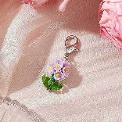 Resin & Glass Beaded Pendant Decorations HJEW-MZ00169-1