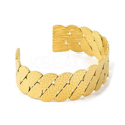 Ion Plating(IP) 304 Stainless Steel Cuff Bangles for Women BJEW-B104-11G-1