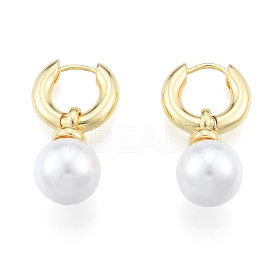 ABS Plastic Pearl Dangle Hoop Earrings EJEW-N011-106LG-1