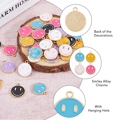 70Pcs 7 Colors Alloy Enamel Pendants ENAM-FH0001-73-1
