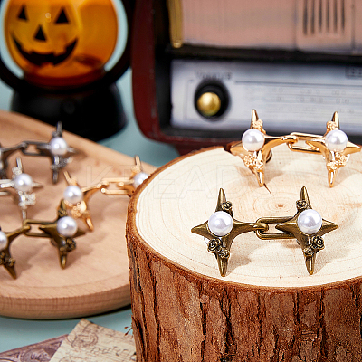 8 Pairs 4 Colors Star Zinc Alloy & Resin Adjustable Jean Button Pins FIND-FH0016-81-1