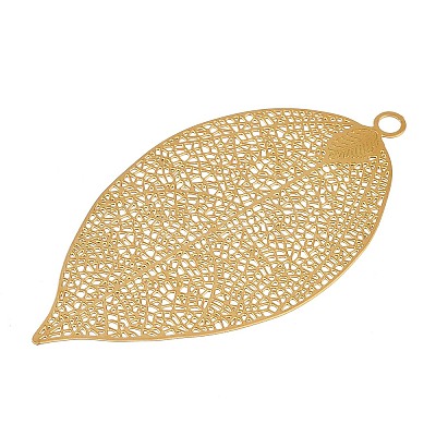 304 Stainless Steel Etched Metal Embellishments Pendants STAS-H236-02G-01-1