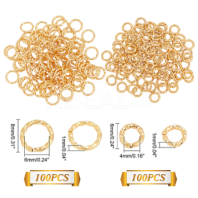 200Pcs 2 Style Brass Open Jump Rings KK-PH0002-76-1