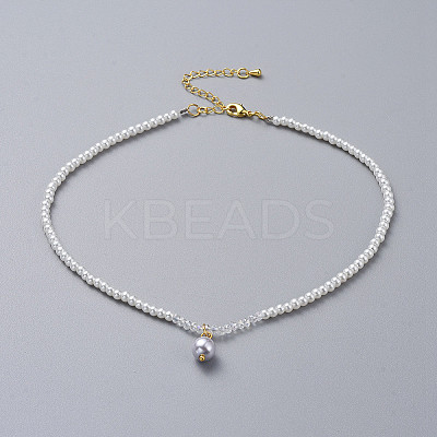 Glass Pearl Beads Pendants Necklaces NJEW-JN02564-1