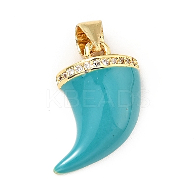 Brass Micro Pave Clear Cubic Zirconia Enamel Pendants KK-G416-39G-05-1