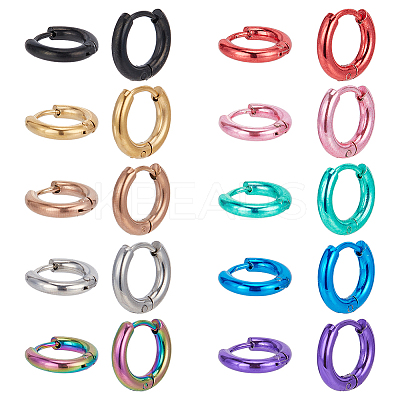 20Pcs 10 Colors 304 Stainless Steel Huggie Hoop Earrings for Women EJEW-AN0003-84-1