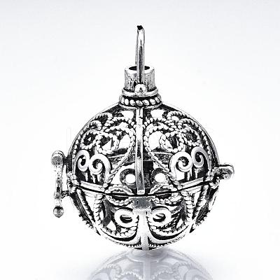 Rack Plating Brass Cage Pendants KK-Q402-01AS-1