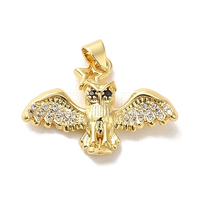 Rack Plating Brass Micro Pave Clear Cubic Zirconia Pendants KK-C047-20A-G-1