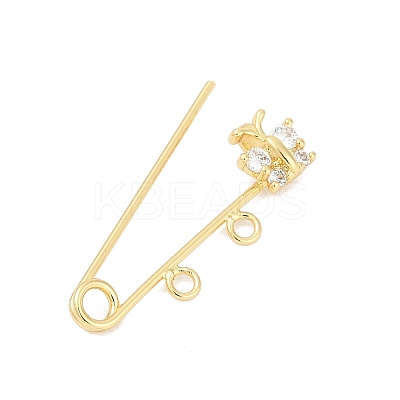 Brass Micro Pave Cubic Zirconia Brooch Findings KK-H203-10G-1