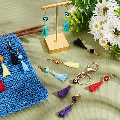 12Pcs 6 Colors Polyester Tassel Pendant Decorations HJEW-AB00194-1