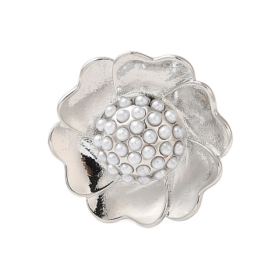 Flower Brass Open Cuff Rings RJEW-A046-06P-1