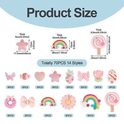 70Pcs 14 Styles Opaque & Trasnaprent Resin Cabochons RESI-TA0004-77-1
