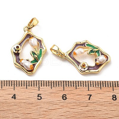 Brass Enamel Pendants KK-B129-23G-1